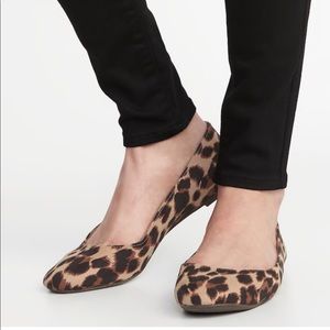 Faux suede leopard ballet flats